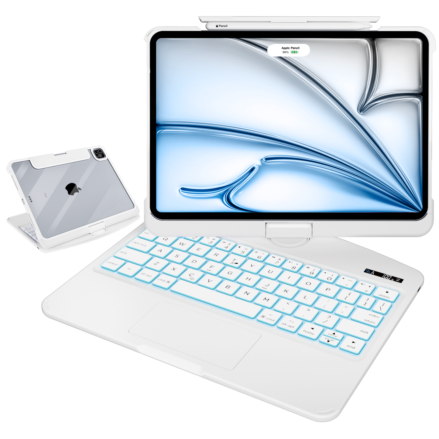 Transparent 360° Rotate iPad Keyboard Case