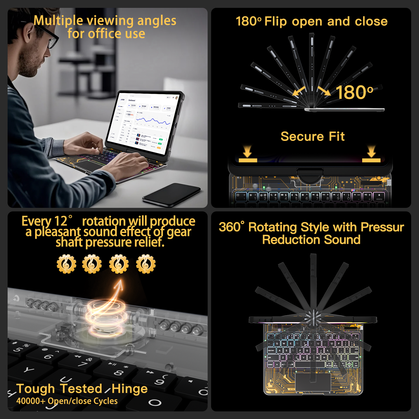 Transparent 360° Rotate iPad Keyboard Case