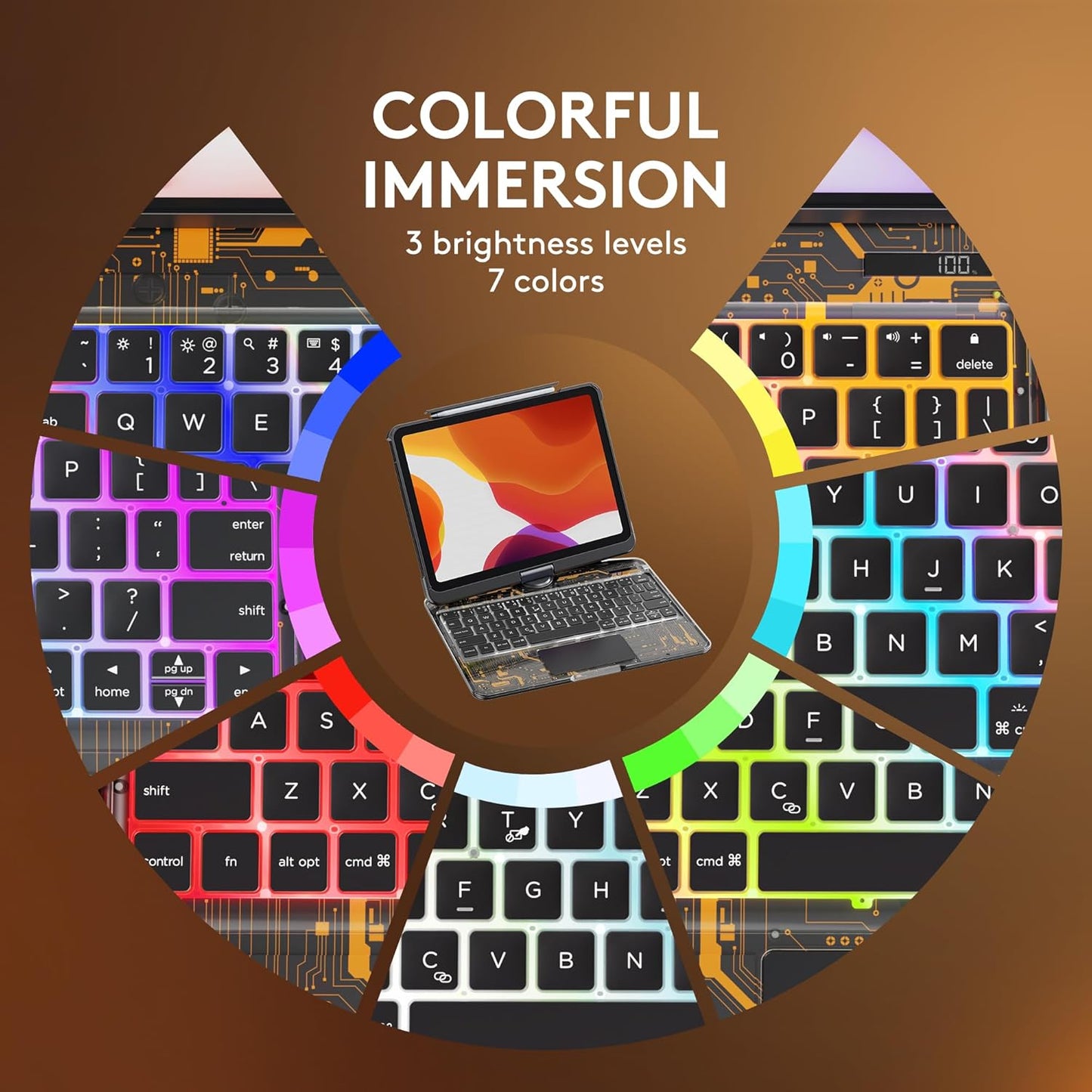 Glowing Transparent Black Gold 360° Rotate iPad Magic Keyboard Case