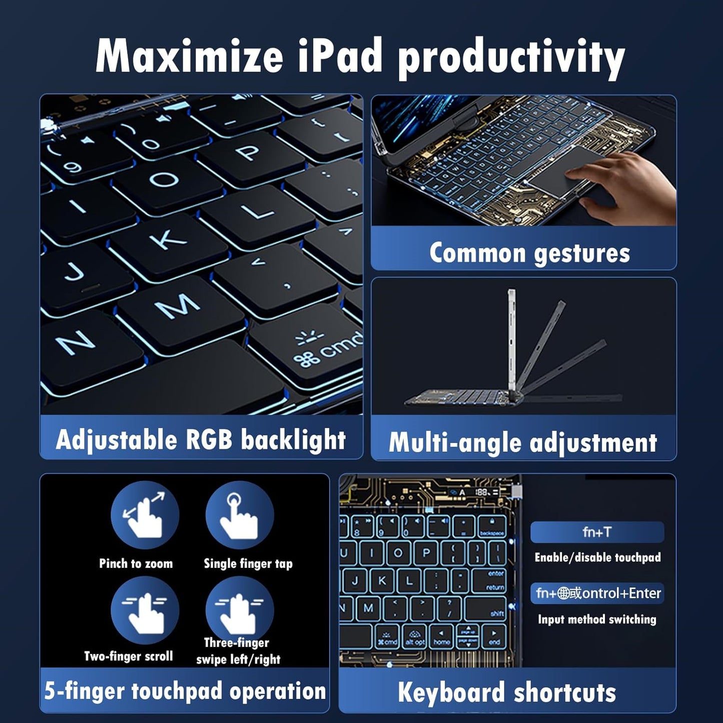 Transparent 360° Rotate iPad Keyboard Case
