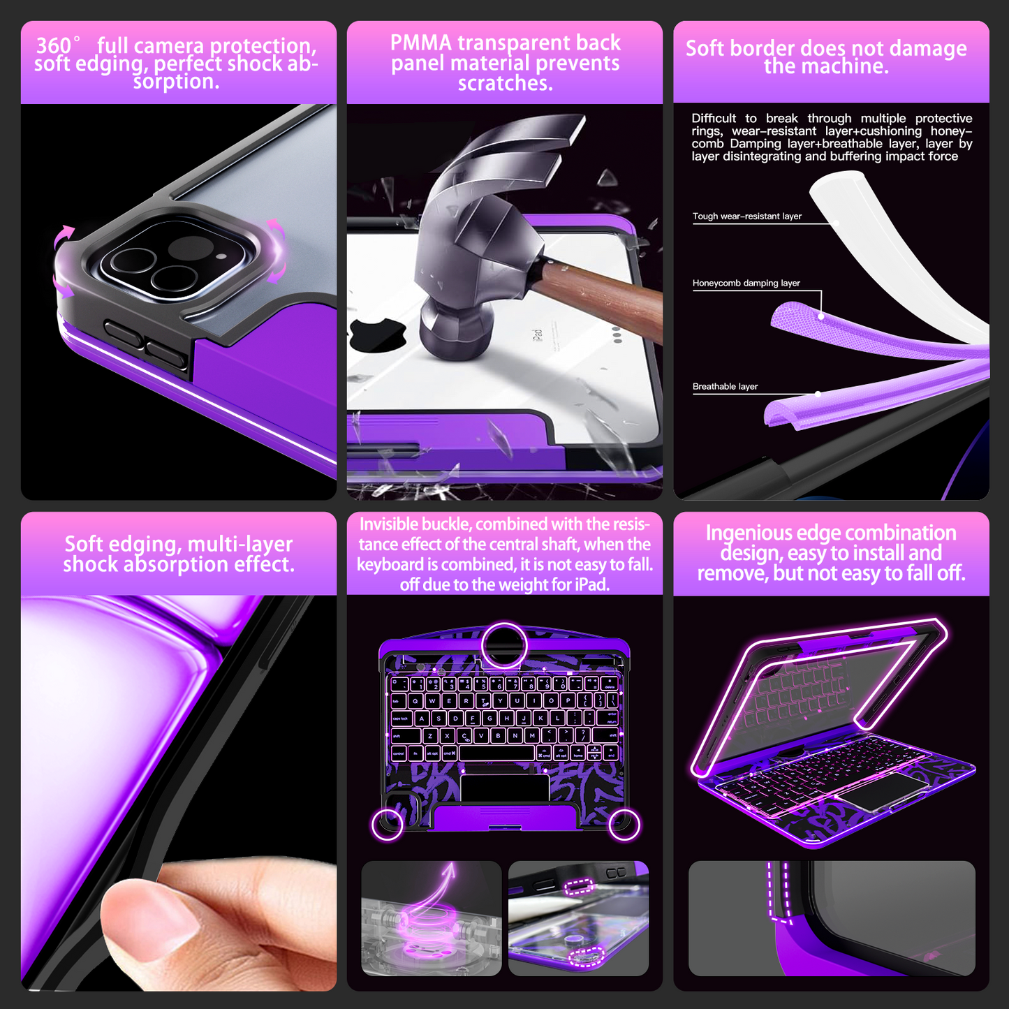 Transparent 360° Rotate iPad Keyboard Case