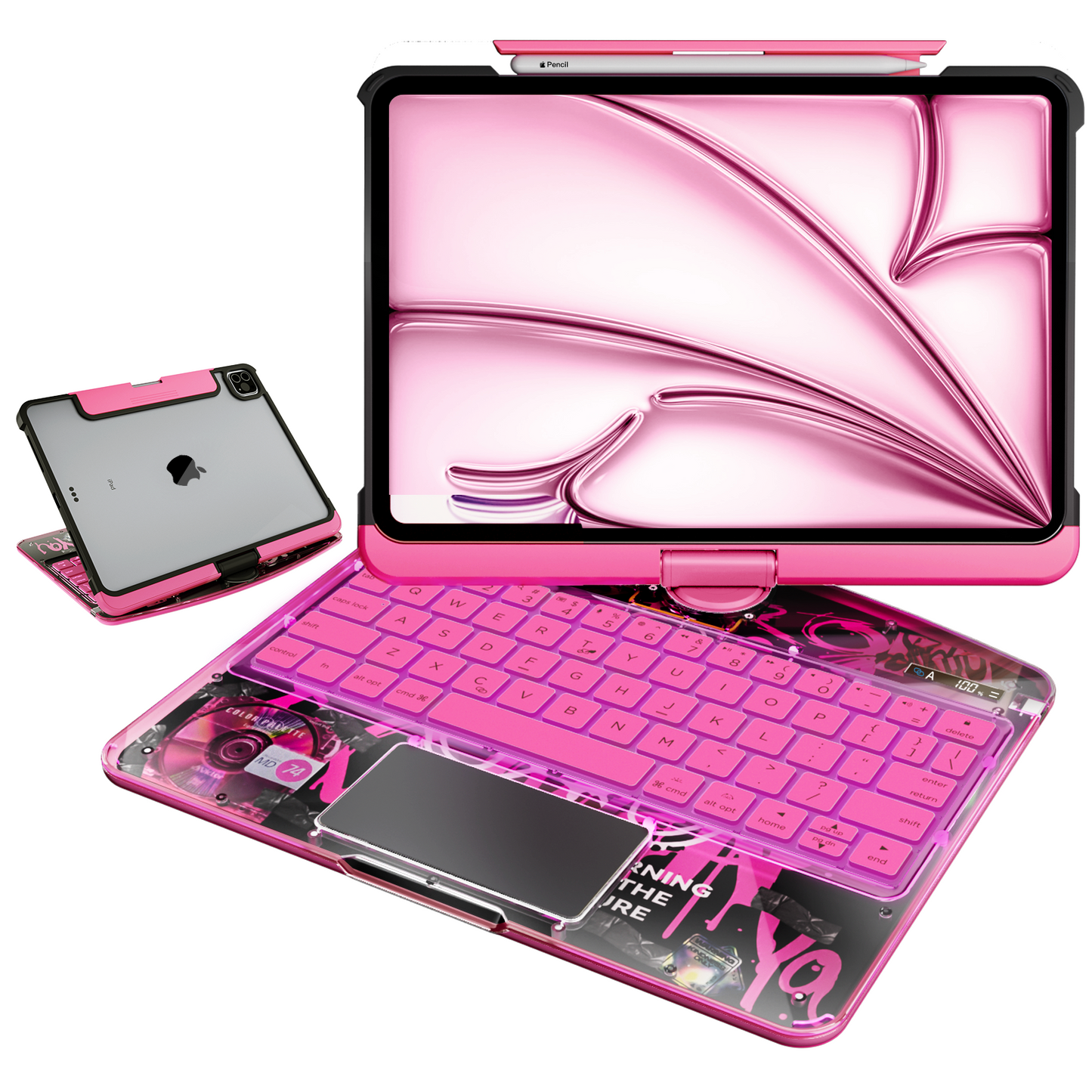Transparent 360° Rotate iPad Keyboard Case