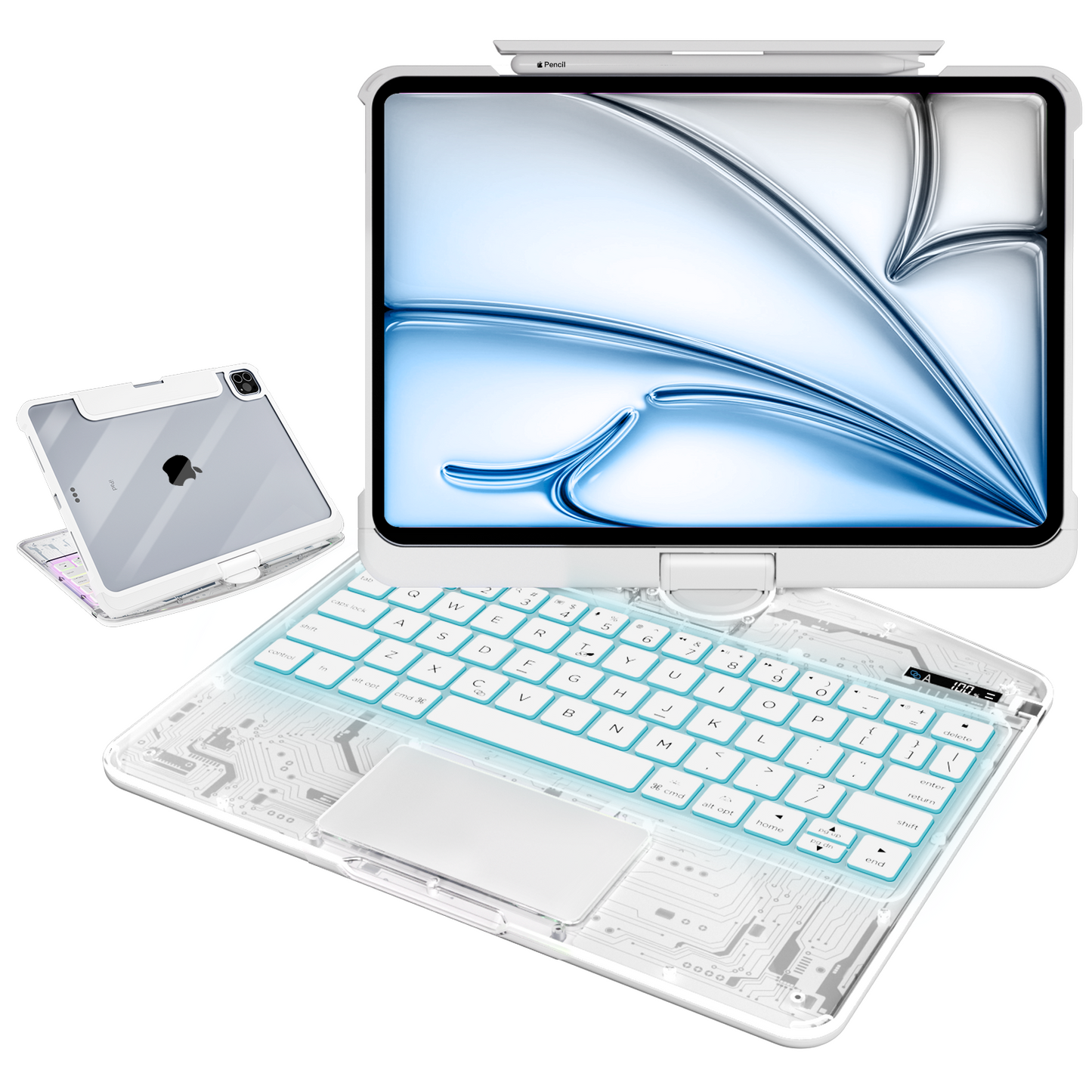 Transparent 360° Rotate iPad Keyboard Case