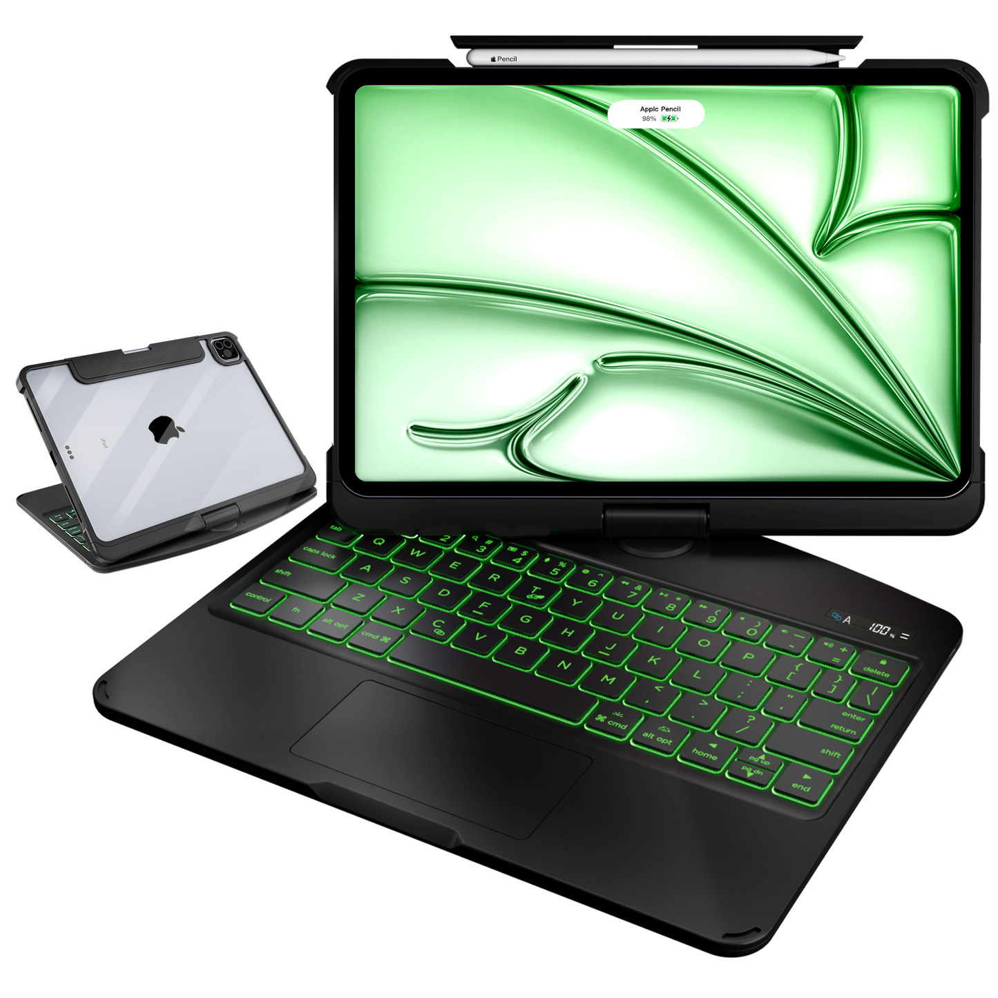 Transparent 360° Rotate iPad Keyboard Case