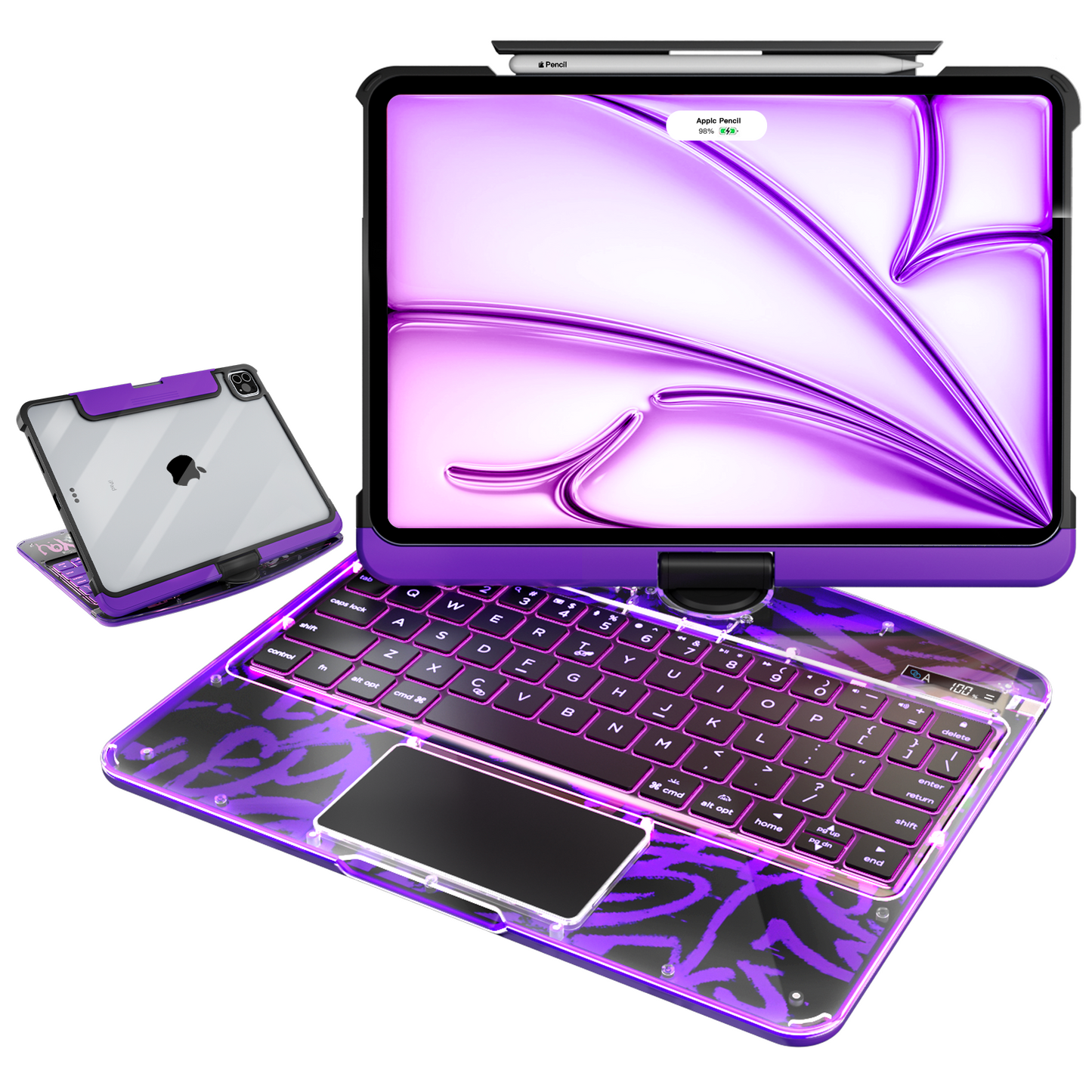 Transparent 360° Rotate iPad Keyboard Case