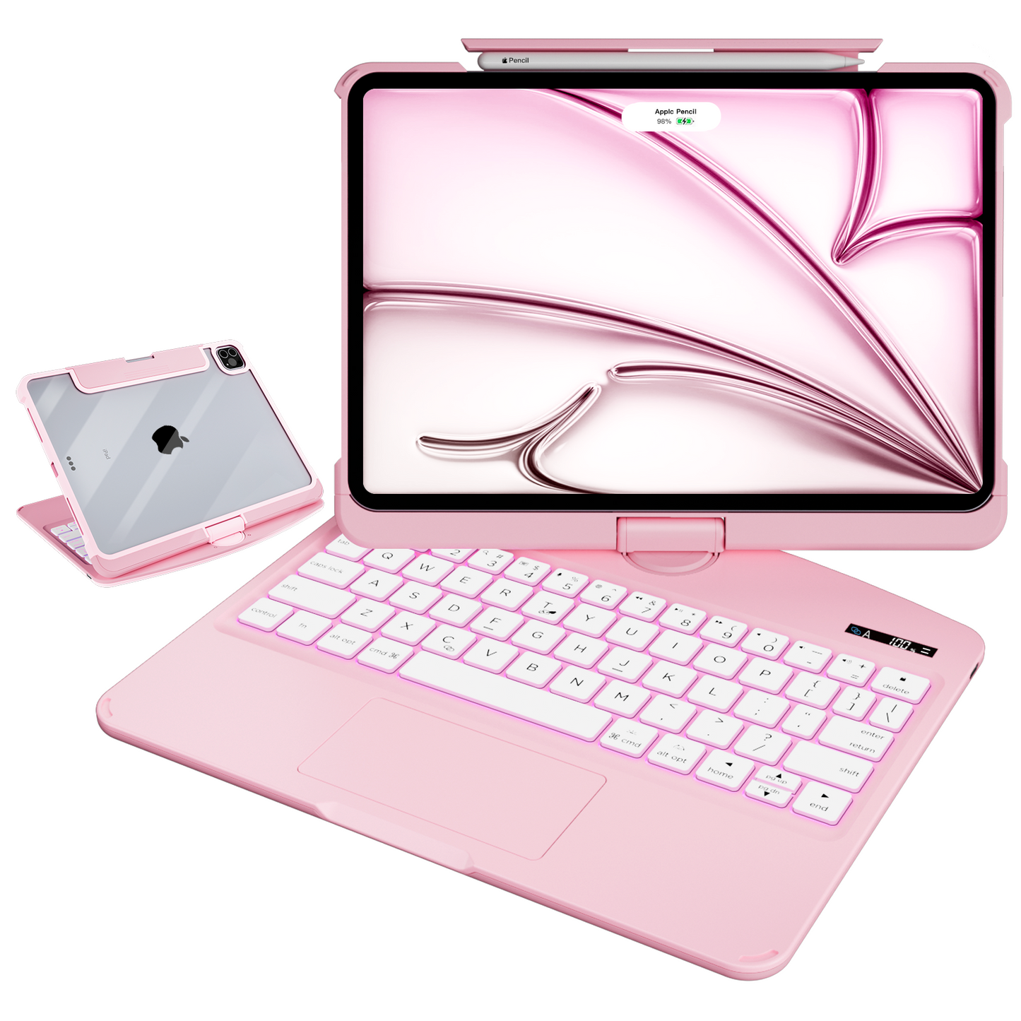 Transparent 360° Rotate iPad Keyboard Case