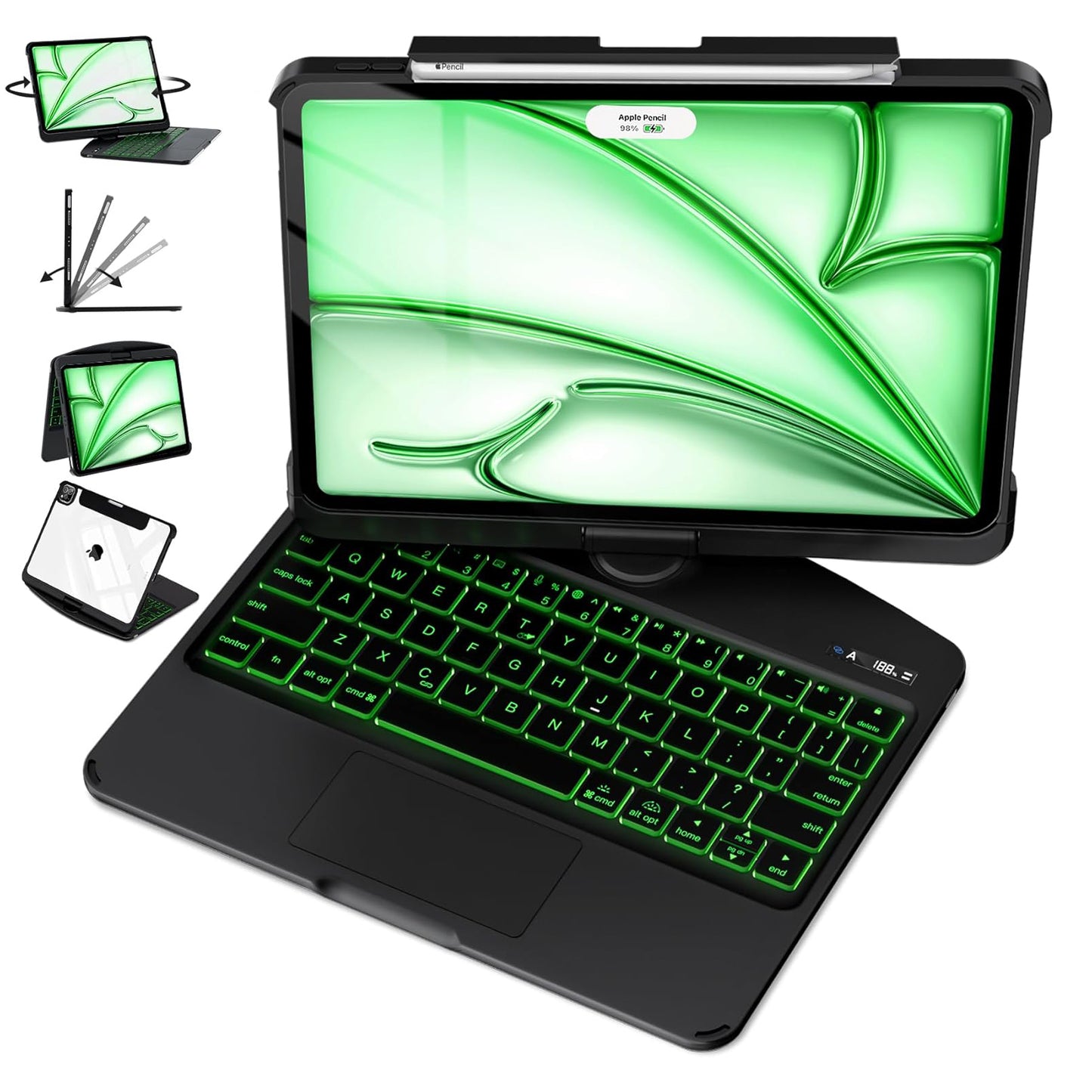 Transparent 360° Rotating iPad Magic Keyboard Case