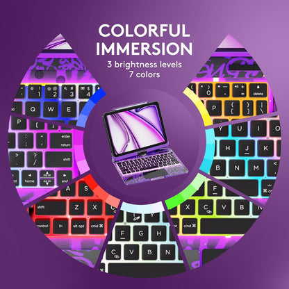 Glowing Transparent Purple 360° Rotate iPad Magic Keyboard Case