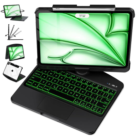 360° Rotate Black Magic iPad Keyboard Case