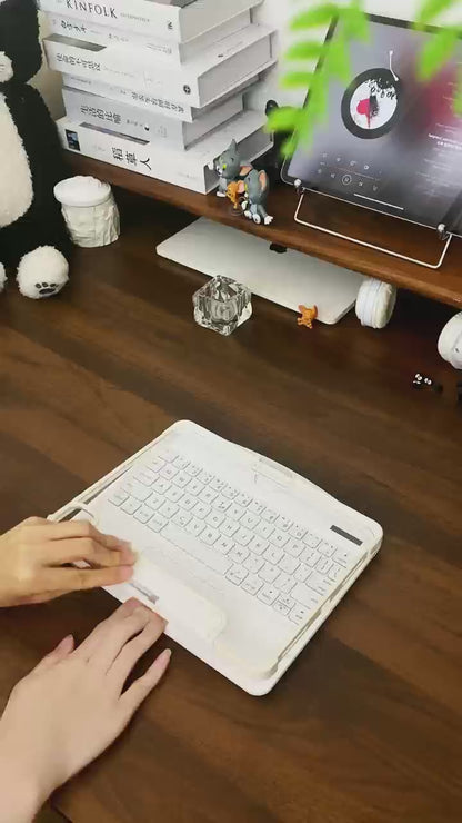 360° Rotate White Magic iPad Keyboard Case