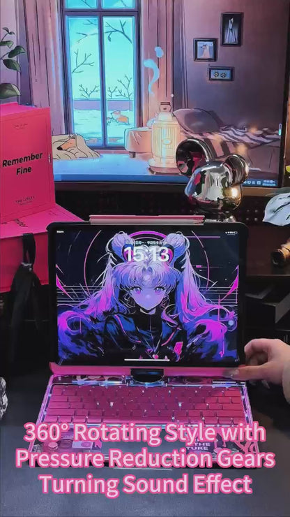 Glowing Transparent Pink 360° Rotate iPad Magic Keyboard Case